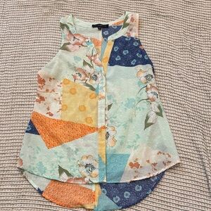 Sanctuary Patchwork Floral Sleeveless Blouse | Size Small | Boho